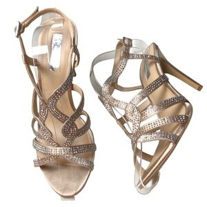 INC Stunning‎ Strappy Embellished Metallic Heels 10